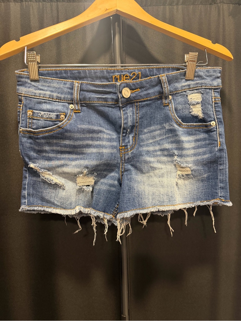 rue21 Blue Distressed Denim Mini Skirt